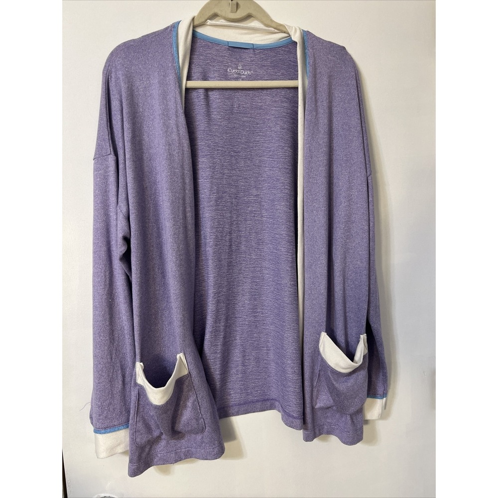 Cuddl Duds Seriously Soft Open-Front Cardigan Women's Top Plus Sz Purple